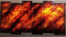 Chris DeRubeisArt title6 Panel Amber Abstract Sleek 38X72