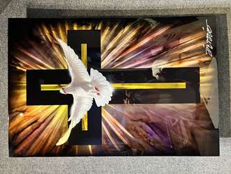 Chris DeRubeisArt title1 Panel Abstract Cross Dove 36X24