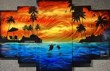 Chris DeRubeisArt title5 Panel Key West Sunset Panel 44x72