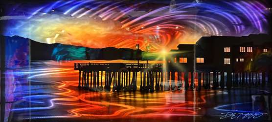 Chris DeRubeisArt titleSunset Pier 16x36